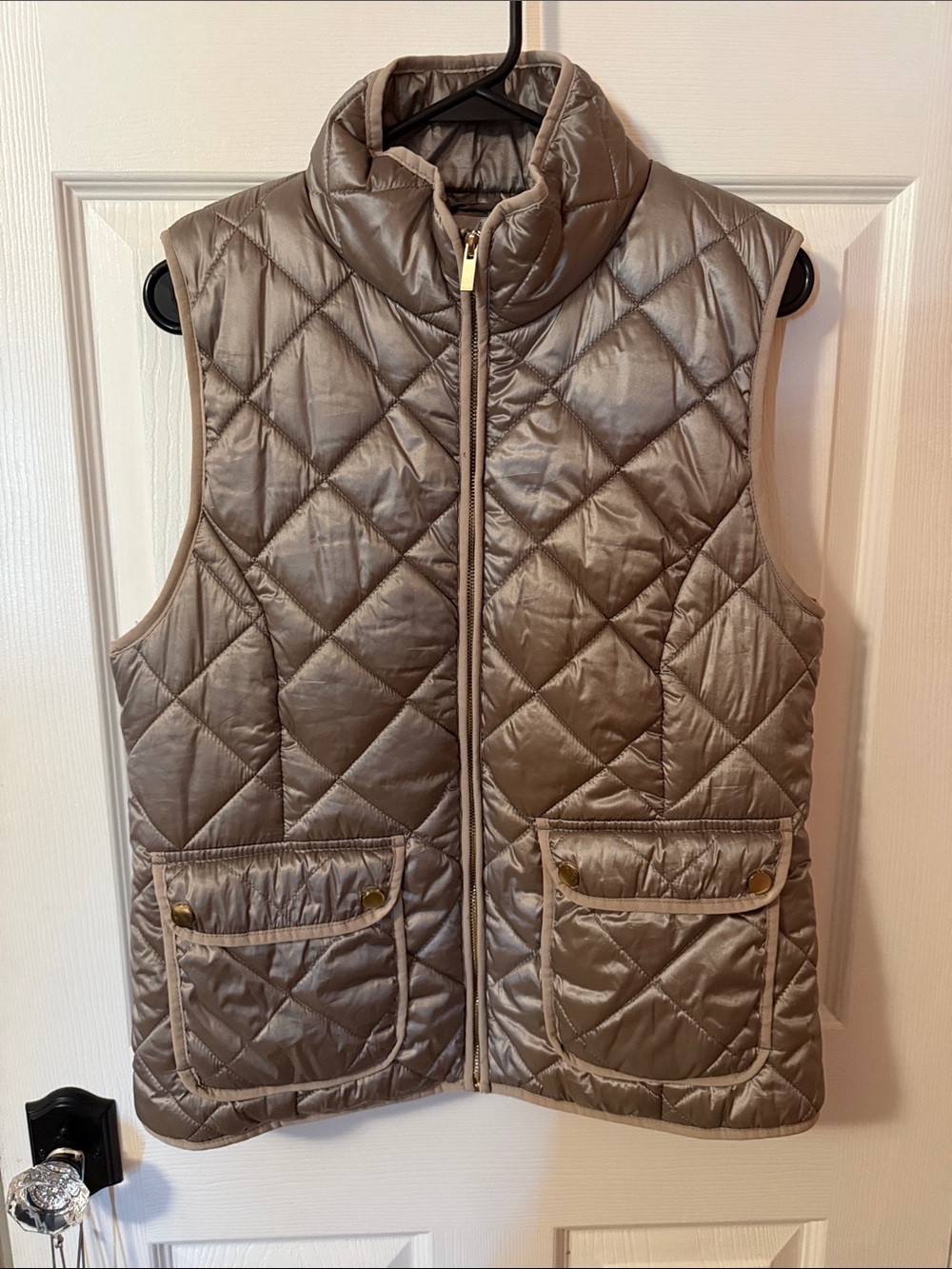 Workshop Republic Clothing Quilted Metallic Taupe Vest